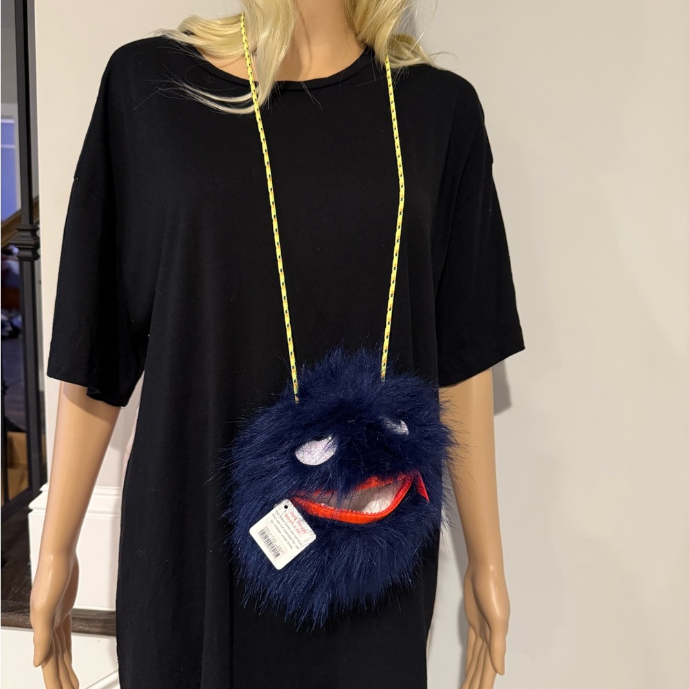 J crew Crewcuts Blue Max the Monster Furry Girls Shoulder Bag NWT